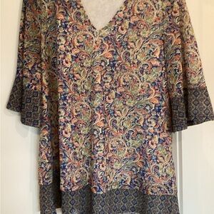 Floral Paisley V-Neck Women's Top